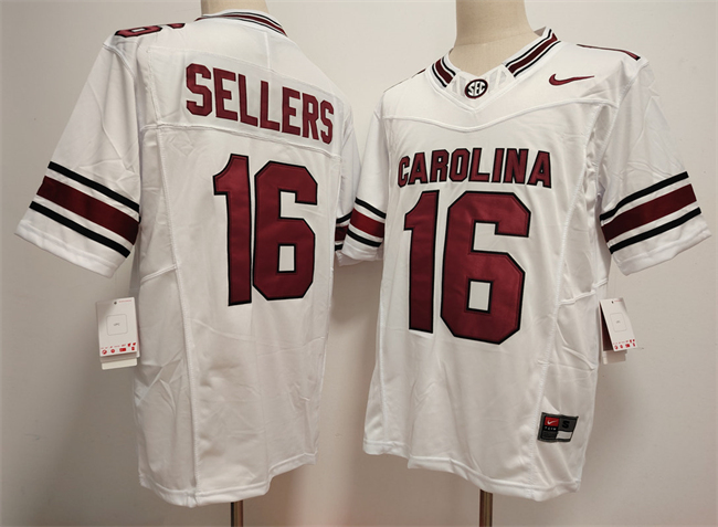 Men's White South Carolina Fighting Gamecocks #16 LaNorris Sellers F.U.S.E. Stitched Jersey